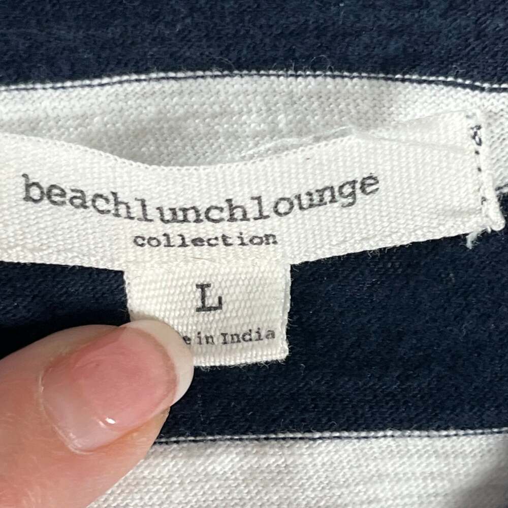 BeachLunchLounge Navy White Stripe V Neck Cotton Shift‎ Dress Size L - Picture 6 of 7